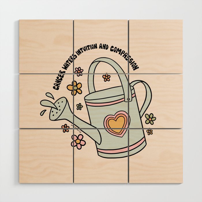 Cancer Zodiac Watering Can Wood Wall Art Gallery Image 1