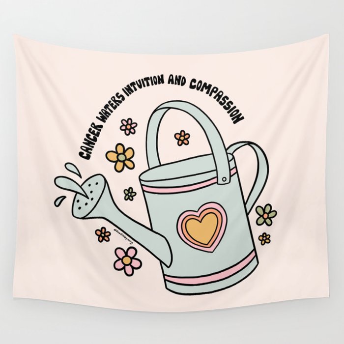 Cancer Zodiac Watering Can Wall Tapestry Gallery Image 4