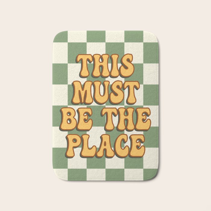 This Must Be The Place (Green Checkerboard) Bath Mat Gallery Image 1