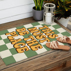 This Must Be The Place (Green Checkerboard) Outdoor Rug Gallery Image 2