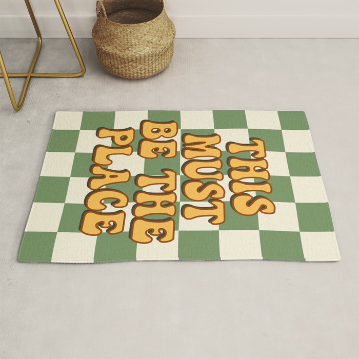 This Must Be The Place (Green Checkerboard) Rug Gallery Image 1