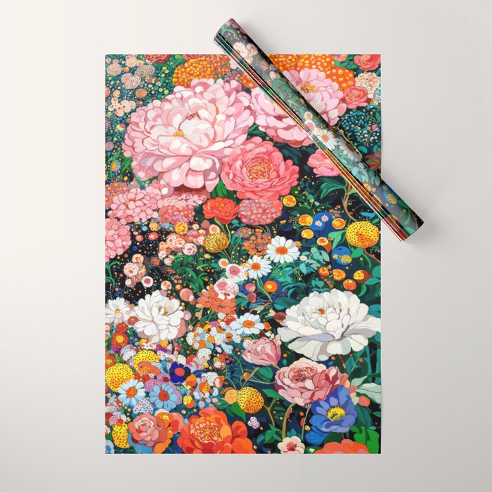 Maximalist Botanical Wall Art Floral Poster Flower Print Dopamine Decor Pink Art Japanese Painting Wrapping Paper Gallery Image 1