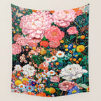 Maximalist Botanical Wall Art Floral Poster Flower Print Dopamine Decor Pink Art Japanese Painting Wall Tapestry Gallery Image 4