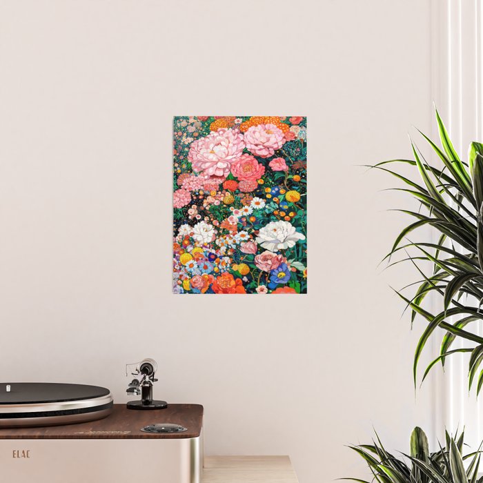 Maximalist Botanical Wall Art Floral Poster Flower Print Dopamine Decor Pink Art Japanese Painting Poster Gallery Image 2