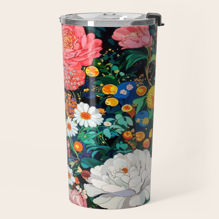 Maximalist Botanical Wall Art Floral Poster Flower Print Dopamine Decor Pink Art Japanese Painting Travel Mug Gallery Image 2