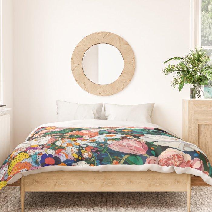 Maximalist Botanical Wall Art Floral Poster Flower Print Dopamine Decor Pink Art Japanese Painting Duvet Cover Gallery Image 3