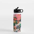 Maximalist Botanical Wall Art Floral Poster Flower Print Dopamine Decor Pink Art Japanese Painting Water Bottle Gallery Image 1