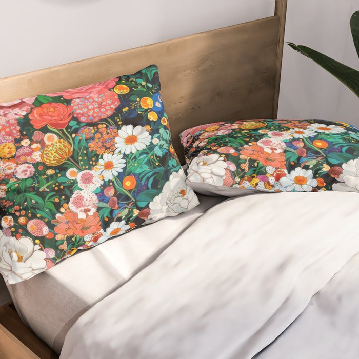 Maximalist Botanical Wall Art Floral Poster Flower Print Dopamine Decor Pink Art Japanese Painting Pillow Sham Gallery Image 2