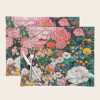 Maximalist Botanical Wall Art Floral Poster Flower Print Dopamine Decor Pink Art Japanese Painting Placemat Gallery Image 1