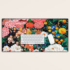 Maximalist Botanical Wall Art Floral Poster Flower Print Dopamine Decor Pink Art Japanese Painting Desk Mat Gallery Image 1