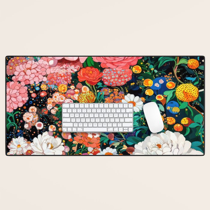 Maximalist Botanical Wall Art Floral Poster Flower Print Dopamine Decor Pink Art Japanese Painting Desk Mat Gallery Image 1