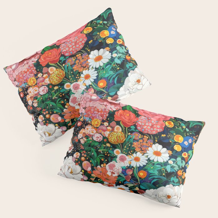 Maximalist Botanical Wall Art Floral Poster Flower Print Dopamine Decor Pink Art Japanese Painting Pillow Sham Gallery Image 3