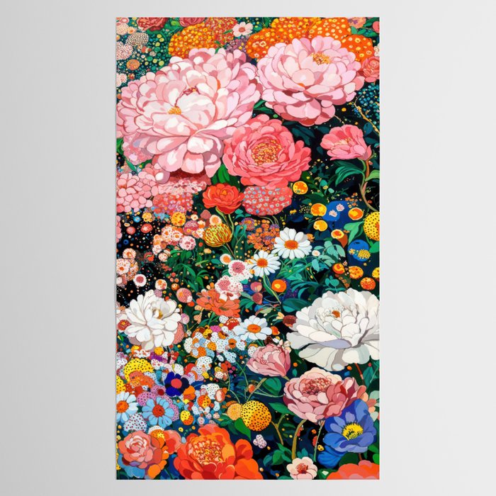 Maximalist Botanical Wall Art Floral Poster Flower Print Dopamine Decor Pink Art Japanese Painting Tablecloth Gallery Image 2