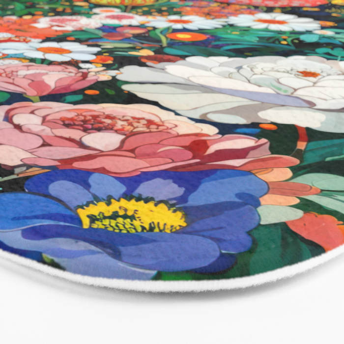 Maximalist Botanical Wall Art Floral Poster Flower Print Dopamine Decor Pink Art Japanese Painting Bath Mat Gallery Image 3