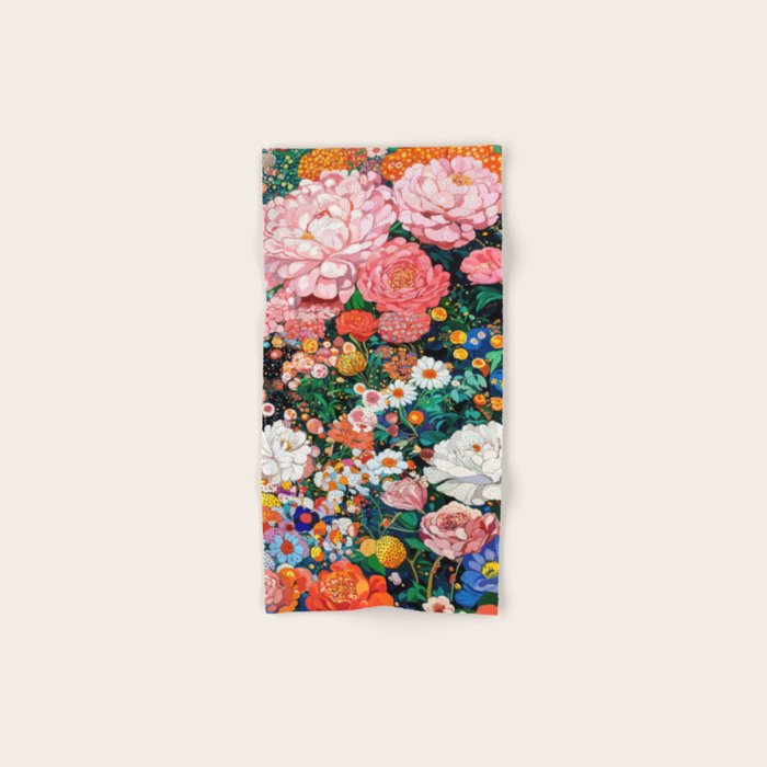 Maximalist Botanical Wall Art Floral Poster Flower Print Dopamine Decor Pink Art Japanese Painting Bath Towel Gallery Image 1