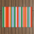Colorful Stripes Orange, Green, Pale Pink, and Light Blue Bold Vertical Pattern Outdoor Rug Gallery Image 1