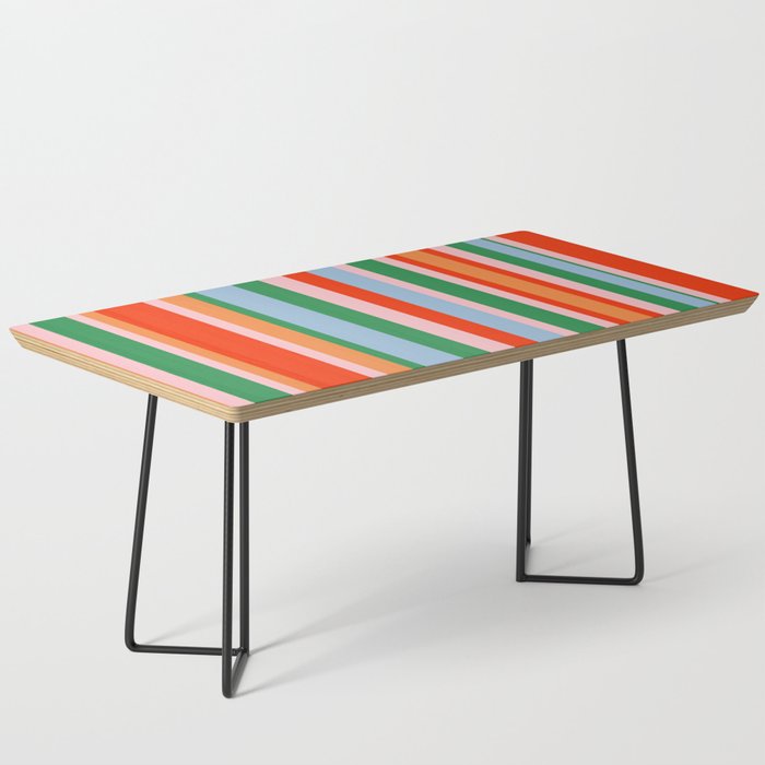 Colorful Stripes Orange, Green, Pale Pink, and Light Blue Bold Vertical Pattern Coffee Table Gallery Image 1