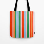 Colorful Stripes Orange, Green, Pale Pink, and Light Blue Bold Vertical Pattern Tote Bag Gallery Image 1