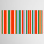 Colorful Stripes Orange, Green, Pale Pink, and Light Blue Bold Vertical Pattern Tablecloth Gallery Image 2