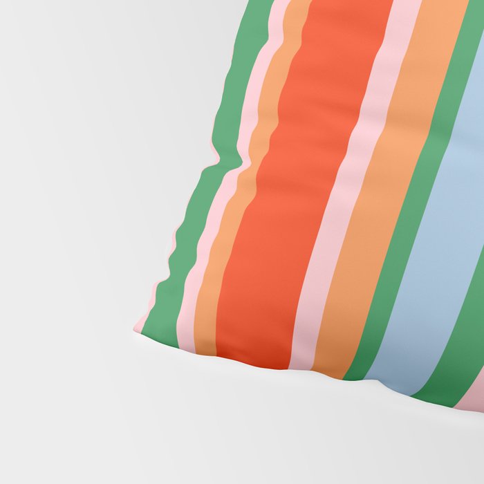 Colorful Stripes Orange, Green, Pale Pink, and Light Blue Bold Vertical Pattern Pillow Sham Gallery Image 4
