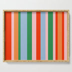 Colorful Stripes Orange, Green, Pale Pink, and Light Blue Bold Vertical Pattern Serving Tray Gallery Image 1
