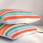 Colorful Stripes Orange, Green, Pale Pink, and Light Blue Bold Vertical Pattern Pillow Sham Gallery Image 3