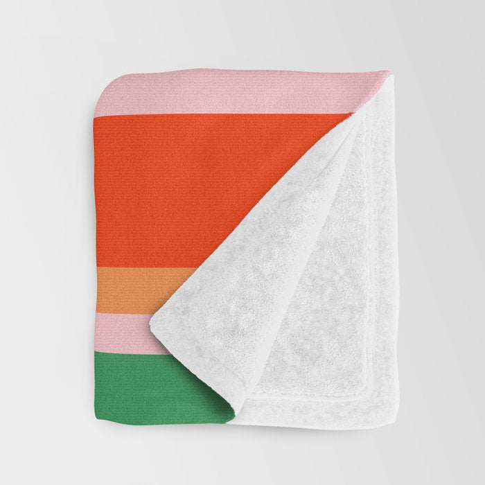 Colorful Stripes Orange, Green, Pale Pink, and Light Blue Bold Vertical Pattern Throw Blanket Gallery Image 3