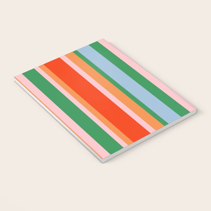 Colorful Stripes Orange, Green, Pale Pink, and Light Blue Bold Vertical Pattern Notebook Gallery Image 3