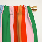 Colorful Stripes Orange, Green, Pale Pink, and Light Blue Bold Vertical Pattern Window Curtain Gallery Image 2