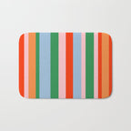 Colorful Stripes Orange, Green, Pale Pink, and Light Blue Bold Vertical Pattern Bath Mat Gallery Image 1