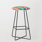 Colorful Stripes Orange, Green, Pale Pink, and Light Blue Bold Vertical Pattern Stool Gallery Image 1