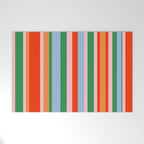 Colorful Stripes Orange, Green, Pale Pink, and Light Blue Bold Vertical Pattern Welcome Mat Gallery Image 1