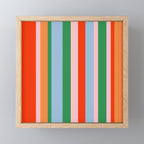 Colorful Stripes Orange, Green, Pale Pink, and Light Blue Bold Vertical Pattern Mini Art Print Gallery Image 1