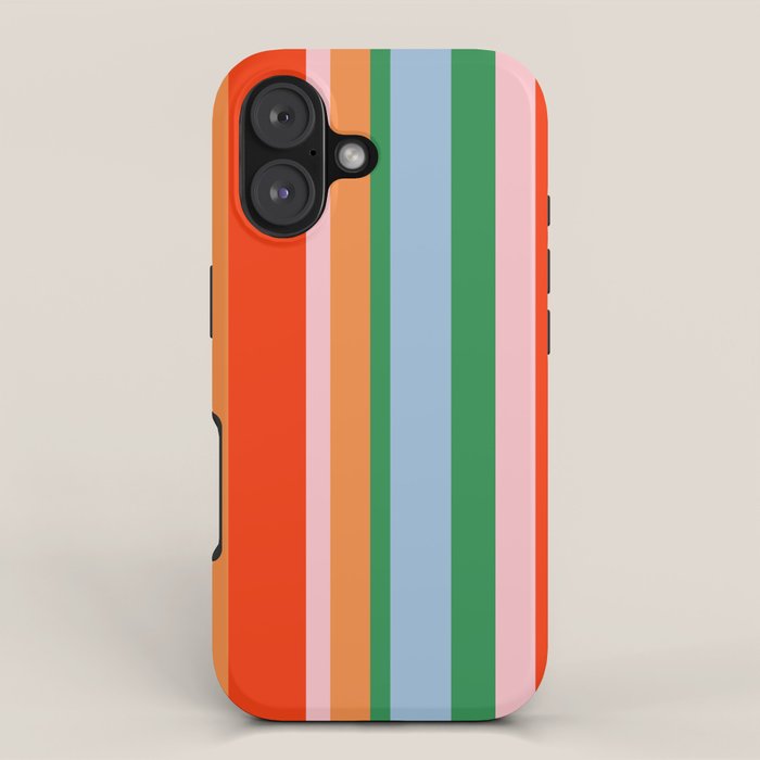 Colorful Stripes Orange, Green, Pale Pink, and Light Blue Bold Vertical Pattern iPhone Case Gallery Image 1