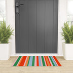 Colorful Stripes Orange, Green, Pale Pink, and Light Blue Bold Vertical Pattern Welcome Mat Gallery Image 3