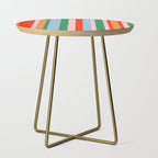 Colorful Stripes Orange, Green, Pale Pink, and Light Blue Bold Vertical Pattern Side Table Gallery Image 1