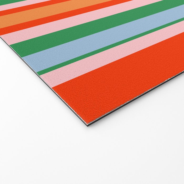 Colorful Stripes Orange, Green, Pale Pink, and Light Blue Bold Vertical Pattern Welcome Mat Gallery Image 2