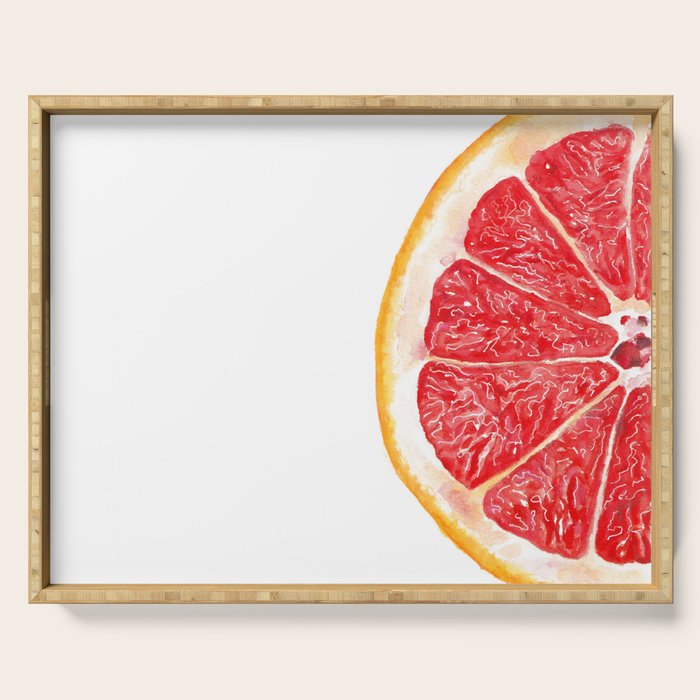 Tutti Frutti Grapefruit Watercolor Painting Serving Tray Gallery Image 1