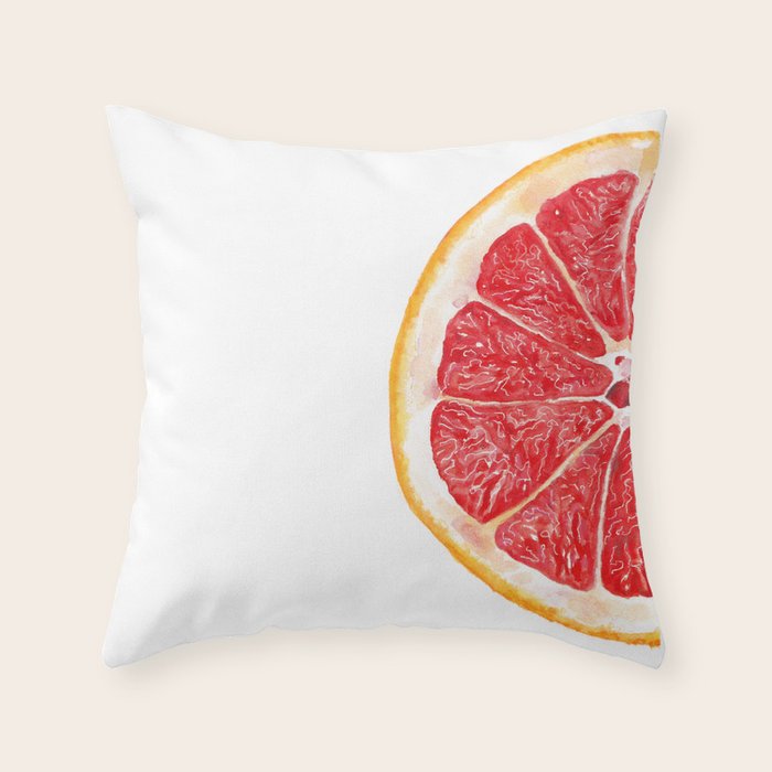 Tutti Frutti Grapefruit Watercolor Painting Throw Pillow Gallery Image 1