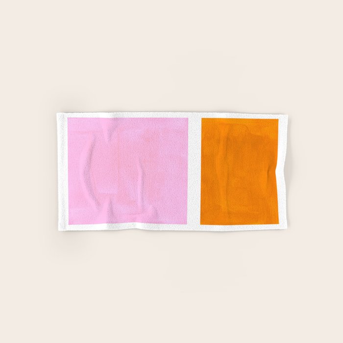 Pastel Neon Pink Yellow Ochre Mid Century Modern Abstract Minimalist Rothko Color Field Squares Bath Towel Gallery Image 1
