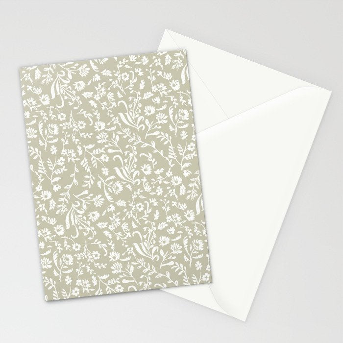 Ditsy Toile Floral - Sage Stationery Card Gallery Image 2