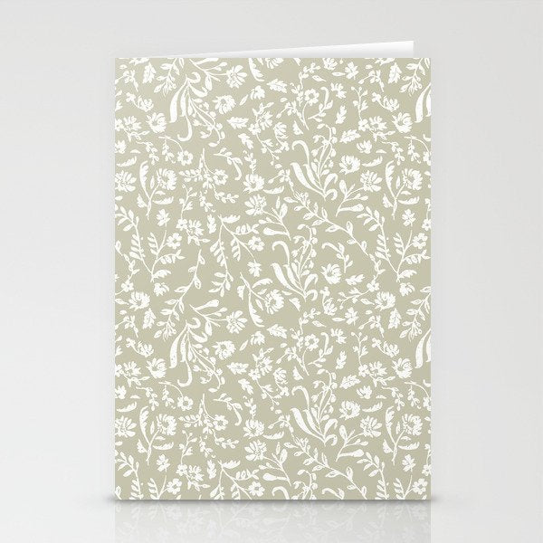 Ditsy Toile Floral - Sage Stationery Card Gallery Image 2