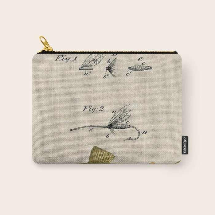 Vintage Brown Trout Fly Fishing Lure Patent Game Fish Identification Chart Carry All Pouch Gallery Image 1