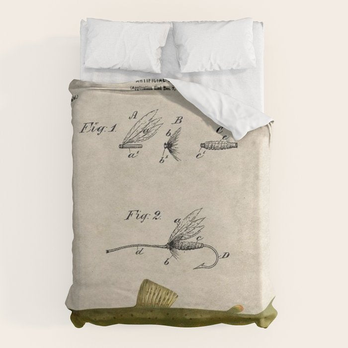 Vintage Brown Trout Fly Fishing Lure Patent Game Fish Identification Chart Duvet Cover Gallery Image 6