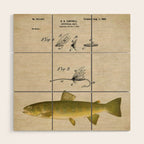 Vintage Brown Trout Fly Fishing Lure Patent Game Fish Identification Chart Wood Wall Art Gallery Image 1