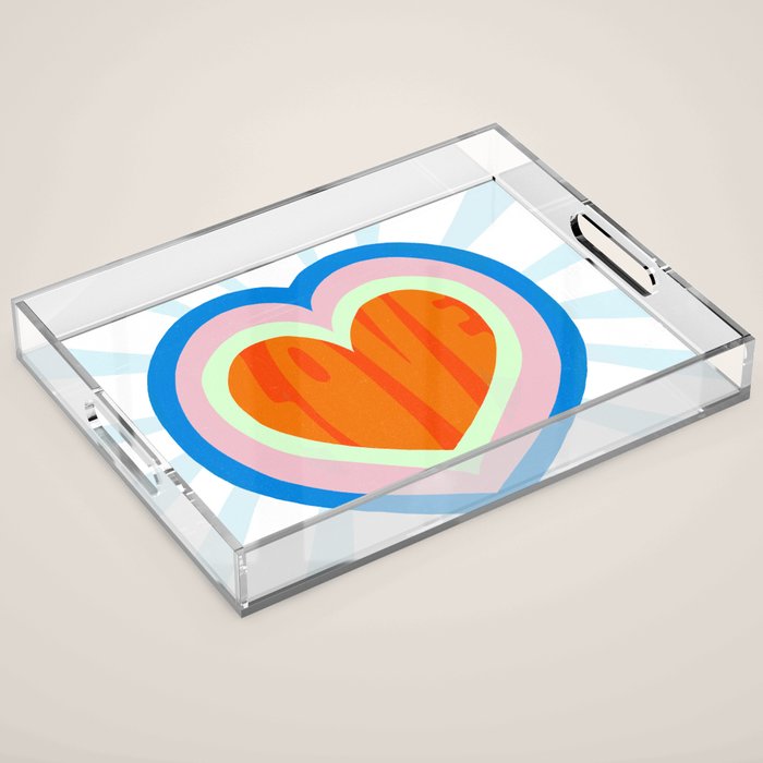 heart of love, orange Acrylic Tray Gallery Image 1