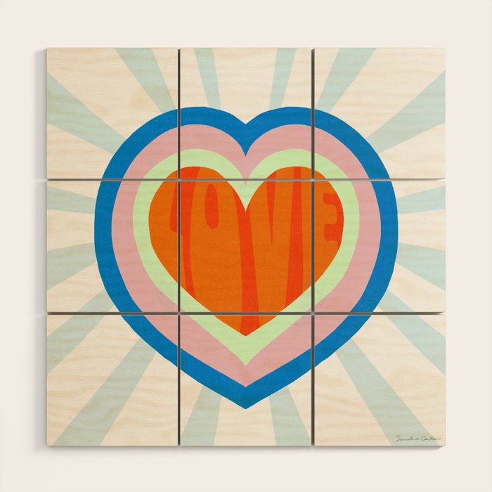 heart of love, orange Wood Wall Art Gallery Image 1