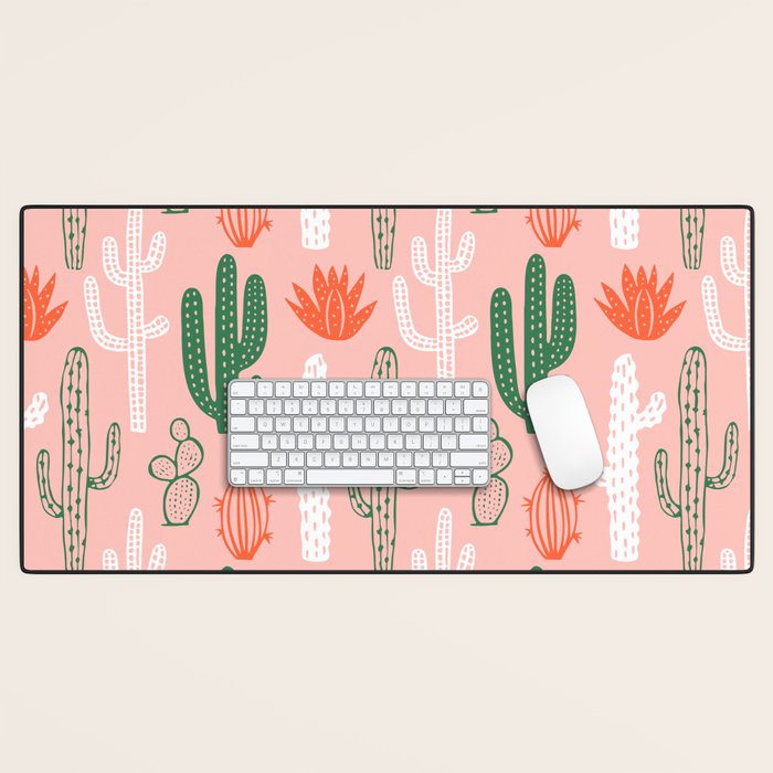 Cactus plant doodle art pattern Desk Mat Gallery Image 1