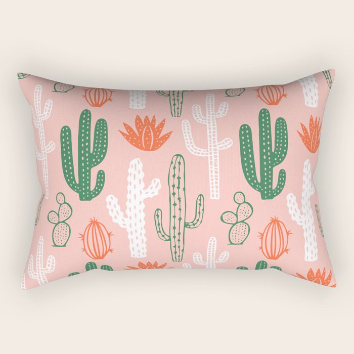 Cactus plant doodle art pattern Rectangular Pillow Gallery Image 2