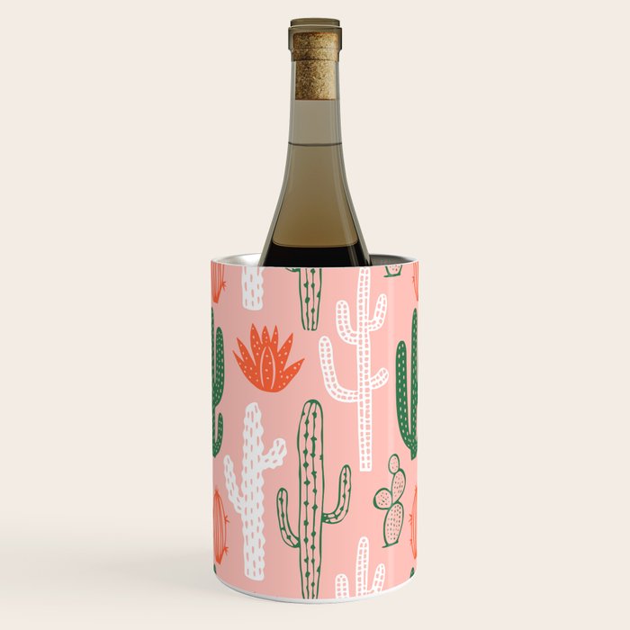 Cactus plant doodle art pattern Wine Chiller Gallery Image 1